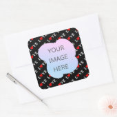 Black LOVE Trendy Black en White Vierkante Sticker (Envelop)