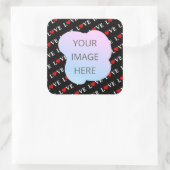 Black LOVE Trendy Black en White Vierkante Sticker (Tas)