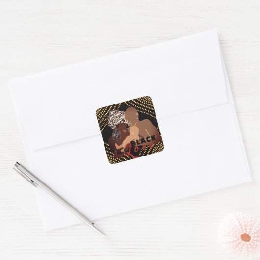 Black Love Vierkante Sticker (Envelop)