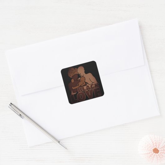 Black Love Vierkante Sticker (Envelop)