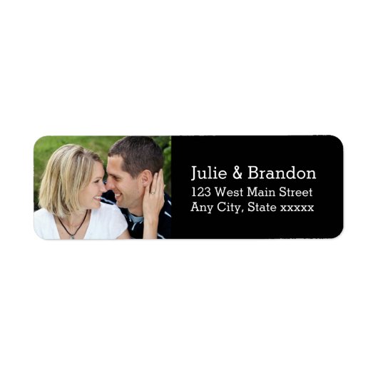 Black Love Wedding Photo Return Labels (Voorkant)