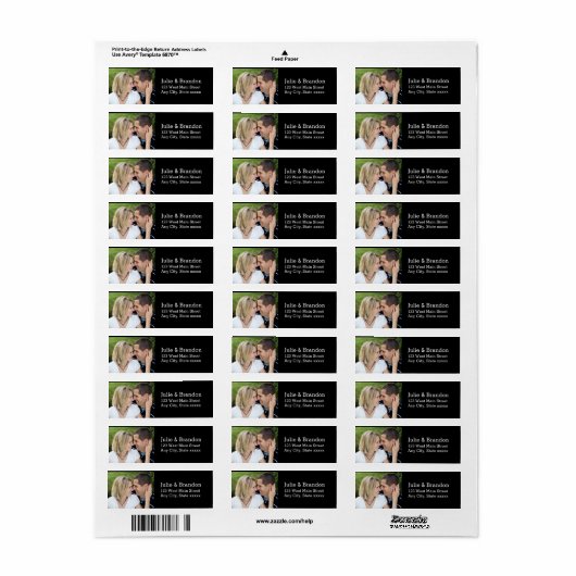 Black Love Wedding Photo Return Labels (Full Sheet)