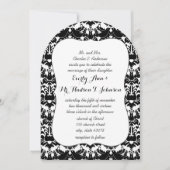 Black Lovebird Damask Wedding Kaart (Voorkant)
