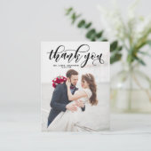 Black Lovely Modern Calligraphy Wedding Bedankt Briefkaart (Staand voorkant)