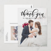 Black Lovely Modern Calligraphy Wedding Bedankt Briefkaart (Voorkant / Achterkant)