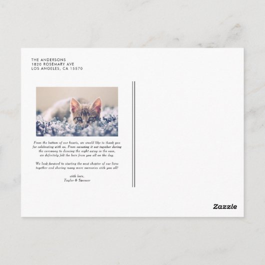 Black Lovely Modern Calligraphy Wedding Bedankt Briefkaart (Achterkant)