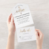 Black Lovely Script Typograph Gold All In One Uitnodiging (Afscheurbaar)