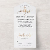 Black Lovely Script Typograph Gold All In One Uitnodiging (Binnen)