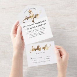 Black Lovely Script Typograph Gold All In One Uitnodiging