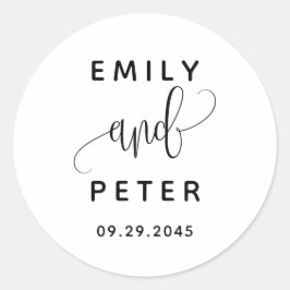 Black Lovely Script Typography Wedding Ronde Sticker
