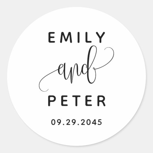 Black Lovely Script Typography Wedding Ronde Sticker (Voorkant)