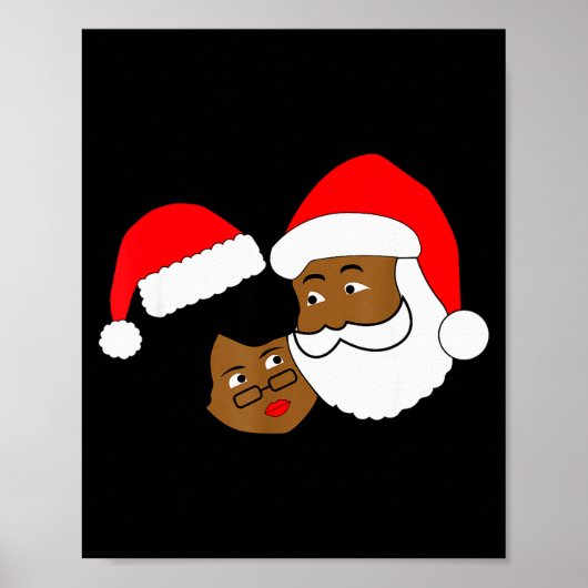 Black Loving Santa Claus And Mrs. Claus Ethnic Chr Poster (Voorkant)