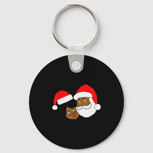 Black Loving Santa Claus And Mrs. Claus Ethnic Chr Sleutelhanger (Voorkant)