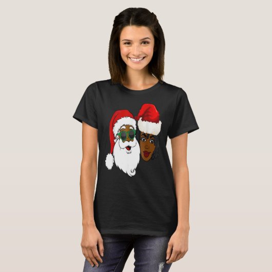 Black Loving Santa Claus en Mrs Claus Ethnic Chri T-shirt (Voorkant volledig)