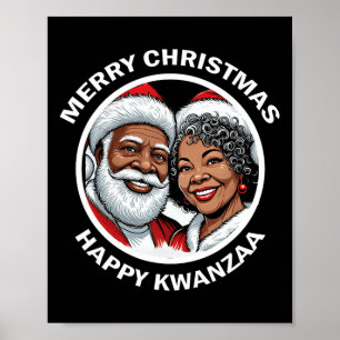 Black Loving Santa Claus en Mrs Claus Kerstmis Poster