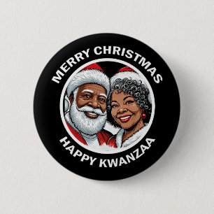 Black Loving Santa Claus en Mrs Claus Kerstmis Ronde Button 5,7 Cm