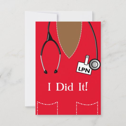 Black LPN Nurse Afstuderen Invitation Scrub #90 Kaart (Voorkant)