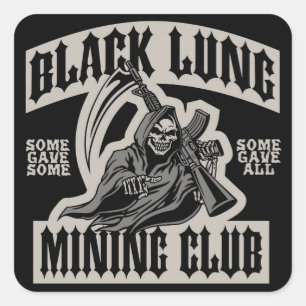 BLACK LUNG MINING CLUB VIERKANTE STICKER