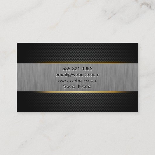 Black Lux Mesh | Banner met metalen borstel Visitekaartje (Achterkant)