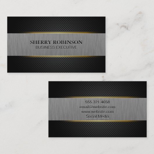 Black Lux Mesh | Banner met metalen borstel Visitekaartje (Voorkant / Achterkant)