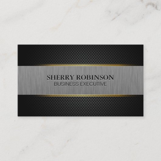 Black Lux Mesh | Banner met metalen borstel Visitekaartje (Voorkant)