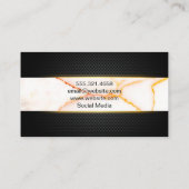 Black Lux Mesh | Witte marmertextuur Visitekaartje (Achterkant)