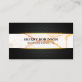 Black Lux Mesh | Witte marmertextuur Visitekaartje (Voorkant)