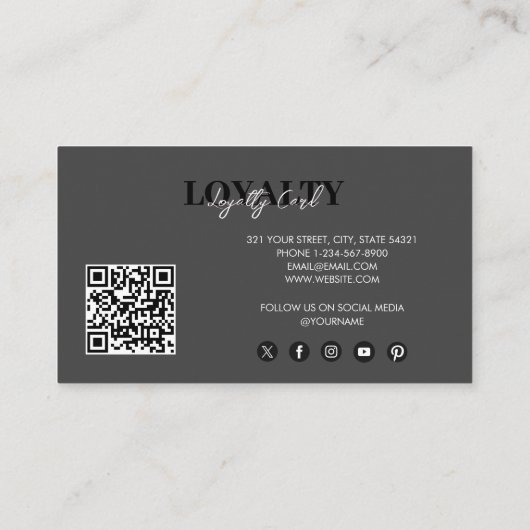 Black Luxury Business Logo QR Code Loyaliteit Visitekaartje (Achterkant)