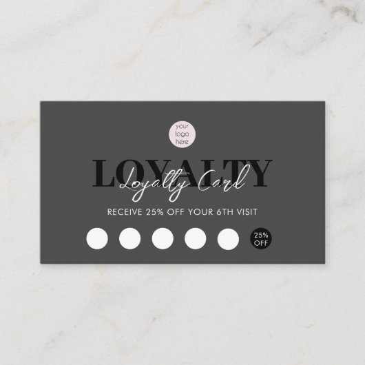 Black Luxury Business Logo QR Code Loyaliteit Visitekaartje (Voorkant)
