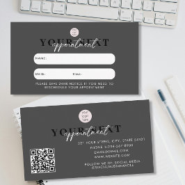 Black Luxury Client Afspraak Card QR Code Logo Visitekaartje
