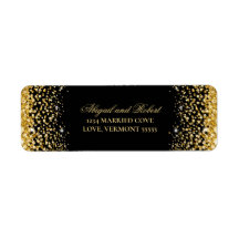Black Luxury Gold Glitter Return Label
