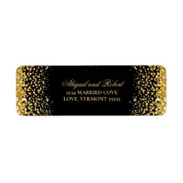 Black Luxury Gold Glitter Return Label