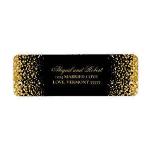 Black Luxury Gold Glitter Return Label