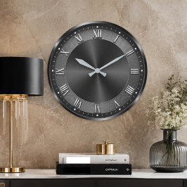 Black Luxury Modern Gunmetal Grote Klok