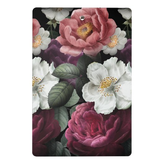 Black Luxury Personalized Floral Mini Klembord (Achterkant)
