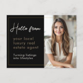 Black Luxury Real Estate Marketing Briefkaart (Voorkant)