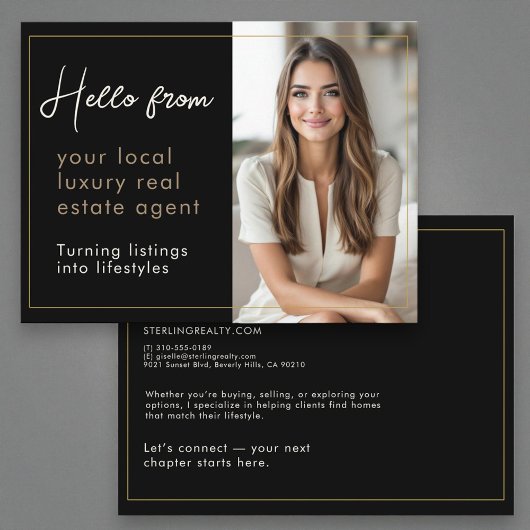 Black Luxury Real Estate Marketing Briefkaart