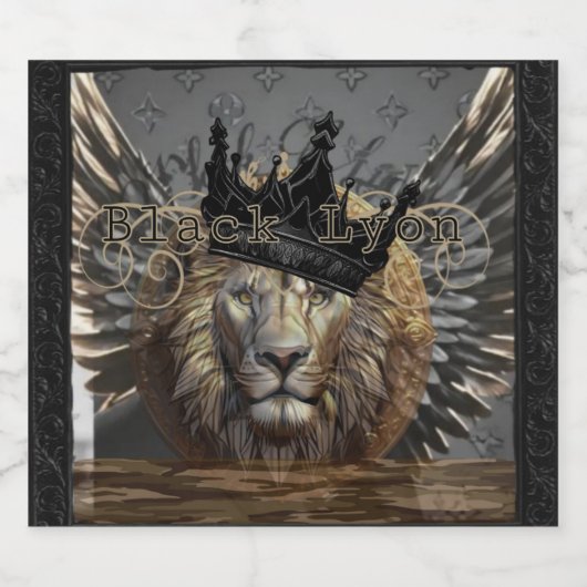 Black Lyon-bas Sparkling Wijnetiket (Enkel label)