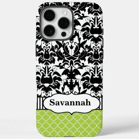 Black Macki Damask Marokkaanse gepersonaliseerde i Case-Mate iPhone Case (Achterkant)