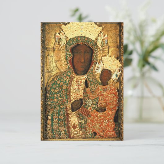 Black Madonna en Child Our Lady of Czestochowa Bedankkaart (Staand voorkant)