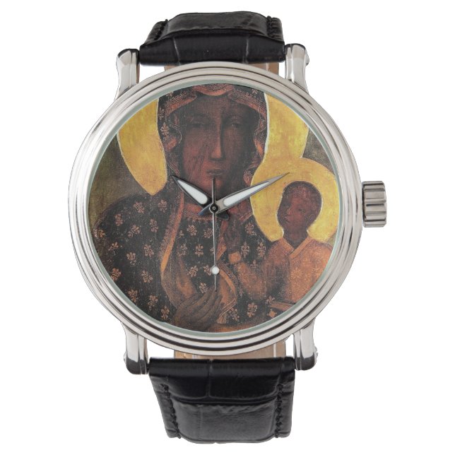 Black Madonna Polen onze dame van Czestochowa Horloge (Voorkant)