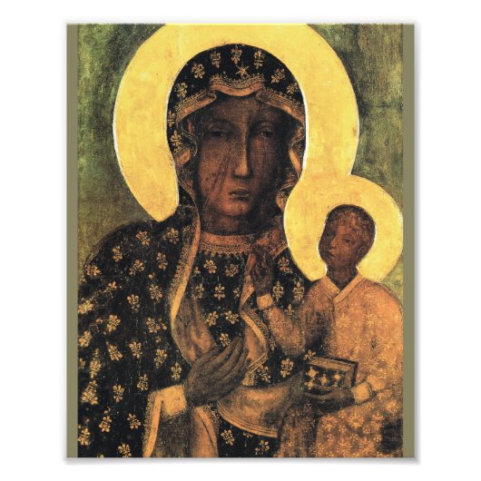 Black Madonna Virgin Mary Icon Poland Our Lady Foto Afdruk (Voorkant)