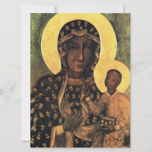 Black Madonna Virgin Mary Icon Poland Our Lady Kaart (Voorkant)