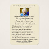 Black Madonna Virgin Mary kathokatholieke funeral Visitekaartje (Achterkant)