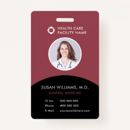 Black Magenta Doctor Foto ID Company Logo Modern Badge