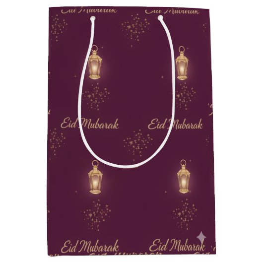 Black, Magenta Eid Gift Bag Medium Cadeauzakje (Voorkant)