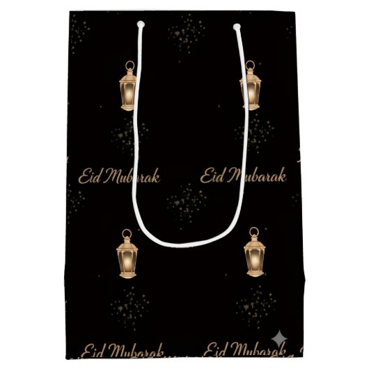 Black, Magenta Eid Gift Bag Medium Cadeauzakje (Achterkant)