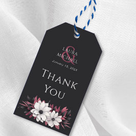 Black Magenta Floral dank u cadeau Label Cadeaulabel