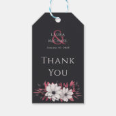 Black Magenta Floral dank u cadeau Label Cadeaulabel (Voorkant)