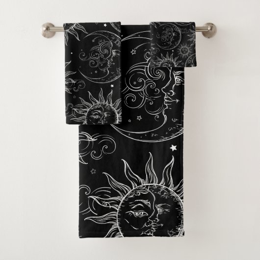 Black Magic Celestial Sun Moon Stars Bad Handdoek (Insitu)